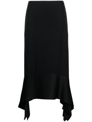 TOTEME asymmetric crepe-texture midi skirt - Black