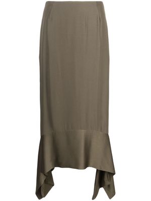 TOTEME asymmetric crepe-texture midi skirt - Green