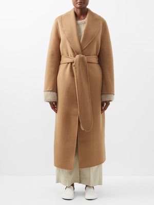 Toteme - Belted Wool-felt Coat - Womens - Camel