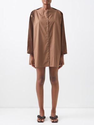Toteme - Boat-neck Organic Cotton-poplin Shirt Dress - Womens - Brown