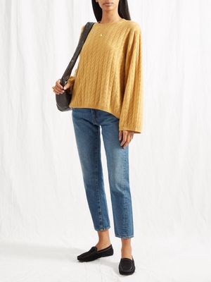 Toteme - Cabled Cashmere Sweater - Womens - Yellow