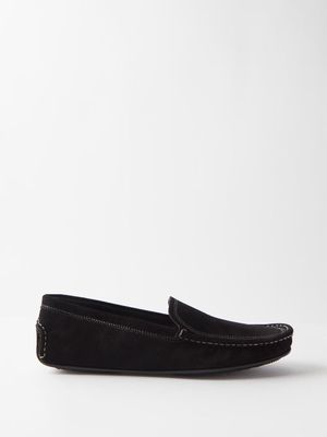Toteme - Car Topstitched Suede Loafers - Womens - Black