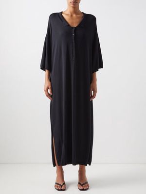 Toteme - Chelsea-collar Jersey Maxi Dress - Womens - Black