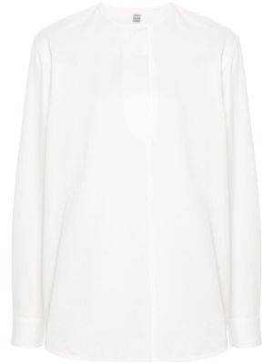 TOTEME collarless twill blouse - White
