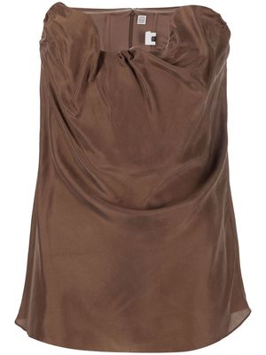 TOTEME cowl-effect strapless blouse - Brown