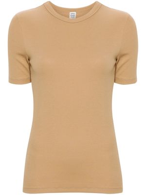 TOTEME crew-neck fine-ribbed T-shirt - Neutrals
