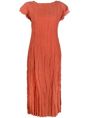 TOTEME crinkled cap-sleeve silk dress - Orange