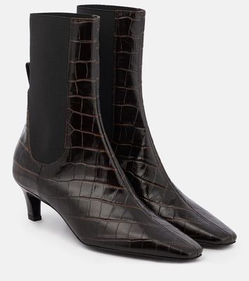 Toteme Croc-effect leather ankle boots