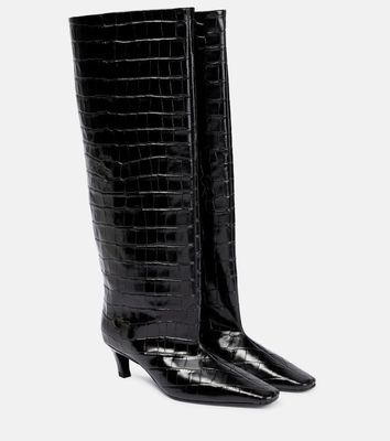 Toteme Croc-effect leather knee-high boots