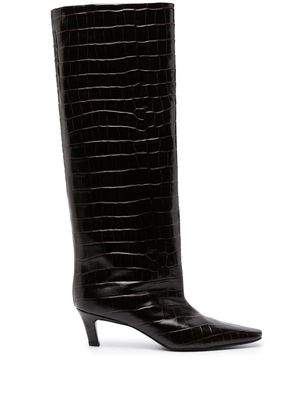 TOTEME crocodile-embossed knee-high boots - Brown