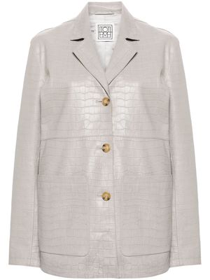 TOTEME crocodile-embossed leather jacket - Grey