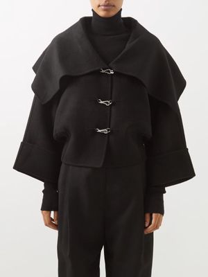 Toteme - Cropped Wool Duffel Jacket - Womens - Black