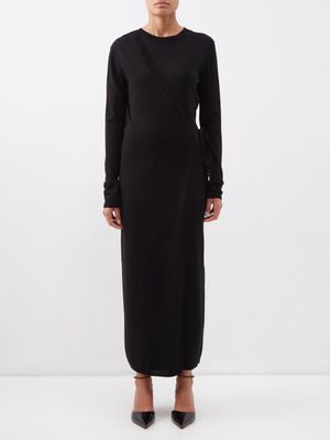 Toteme - Detachable-sleeve Wool Wrap Dress - Womens - Black