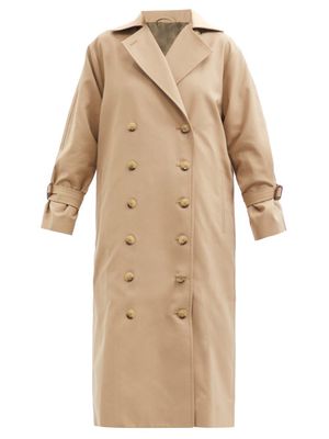 Toteme - Double-breasted Cotton-blend Gabardine Trench Coat - Womens - Beige