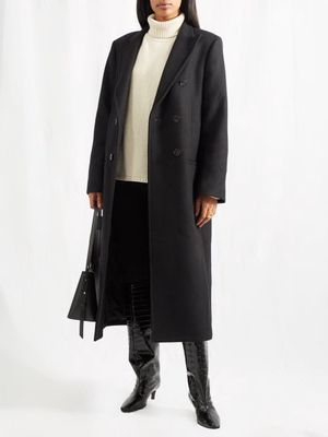 Toteme - Double-breasted Delaine Coat - Womens - Black