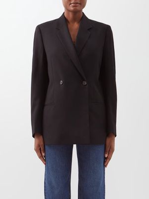 Toteme - Double-breasted Wool Jacket - Womens - Black