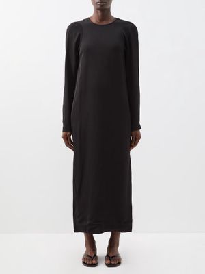 Toteme - Dropped-shoulder Crepe Maxi Dress - Womens - Black