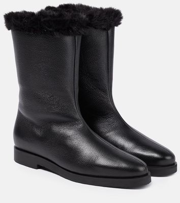 Toteme Faux fur-lined leather ankle boots