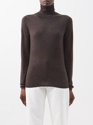 Toteme - First Layer Wool Roll-neck Sweater - Womens - Brown