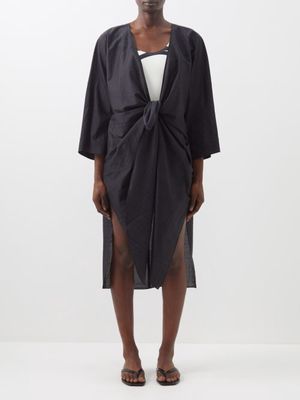 Toteme - Geometric-embroidered Cotton-blend Coverup - Womens - Black