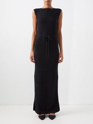 Toteme - Geometric Knitted Maxi Dress - Womens - Black