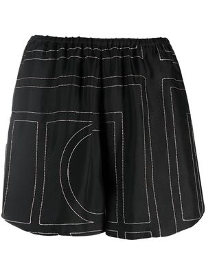 TOTEME geometric-print silk shorts - Black