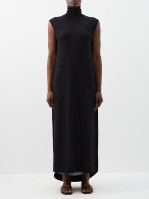 Toteme - High Neck Merino Cocoon Dress - Womens - Black