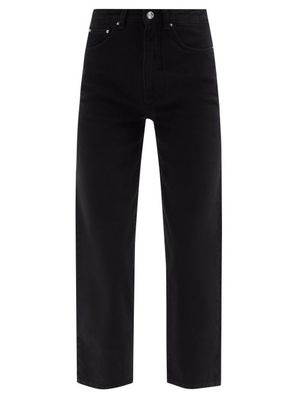 Toteme - High-rise Cropped Wide-leg Jeans - Womens - Black