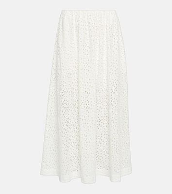 Toteme High-rise eyelet cotton midi skirt