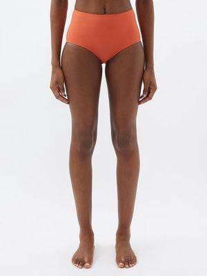 Toteme - High-rise Recycled-fibre Bikini Briefs - Womens - Rust Orange
