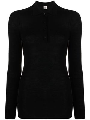 TOTEME knitted wool polo top - Black