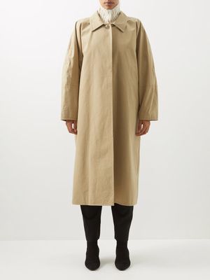 Toteme - Layered-collar Cotton-blend Gabardine Coat - Womens - Beige