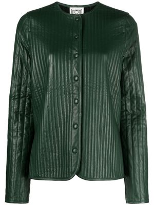 TOTEME Linear-Quilted leather jacket - Green
