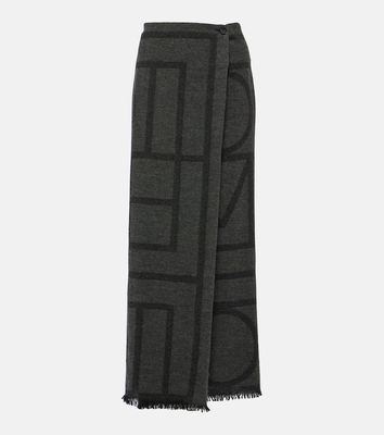 Toteme Logo embroidered wool maxi skirt