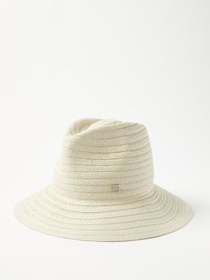 Toteme - Logo-plaque Faux-raffia Panama Hat - Womens - Natural