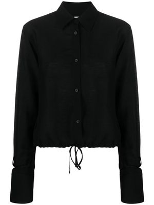 TOTEME long-sleeve drawstring shirt - Black