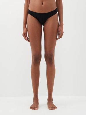 Toteme - Low-rise Smocked Recycled-fibre Bikini Briefs - Womens - Black