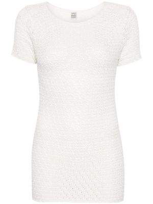 TOTEME macramé short-sleeved top - White