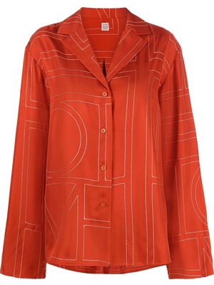 TOTEME monogram-embroidered silk shirt - Orange
