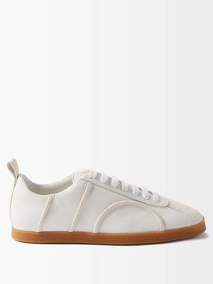 Toteme - Monogram Leather And Suede Trainers - Womens - White