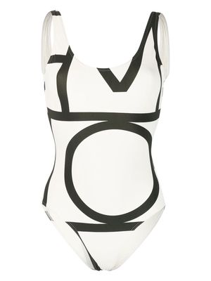 TOTEME monogram-print swimsuit - White