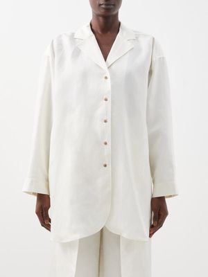 Toteme - Oversized Notch-lapel Linen Shirt - Womens - White