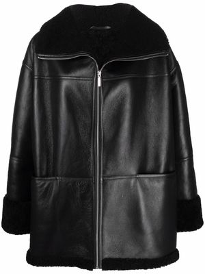 TOTEME oversized shearling-trim jacket - Black