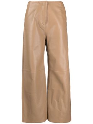 TOTEME panelled flared leather trousers - Neutrals