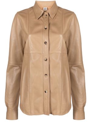 TOTEME panelled leather shirt - Neutrals