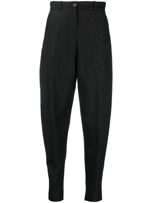 TOTEME pinstripe-print tapered-leg trousers - Black
