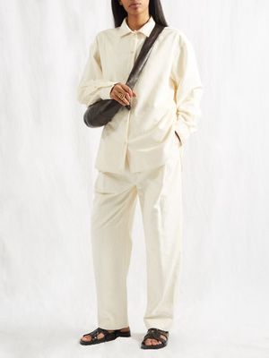 Toteme - Pleated-waist Corduroy Straight-leg Trousers - Womens - Cream