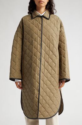 TOTEME Quilted Organic Cotton Cocoon Coat in Marsh