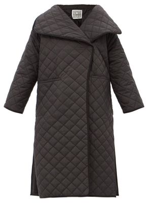 Toteme - Quilted Recycled-shell Wrap Coat - Womens - Black