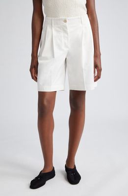 TOTEME Relaxed Organic Cotton Twill Shorts in White
